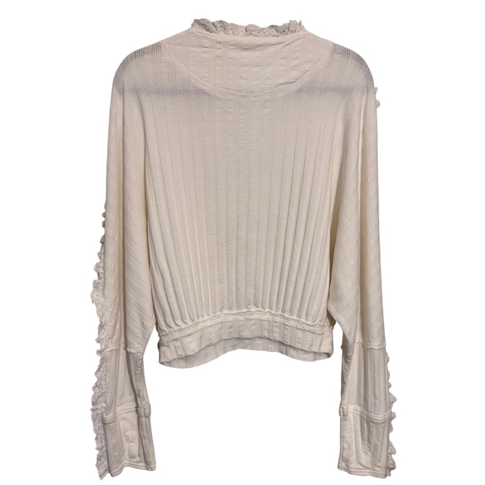 Free People Size Small White More Romance Top Blouse Boho Lace Long Sleeve - Picture 7 of 9